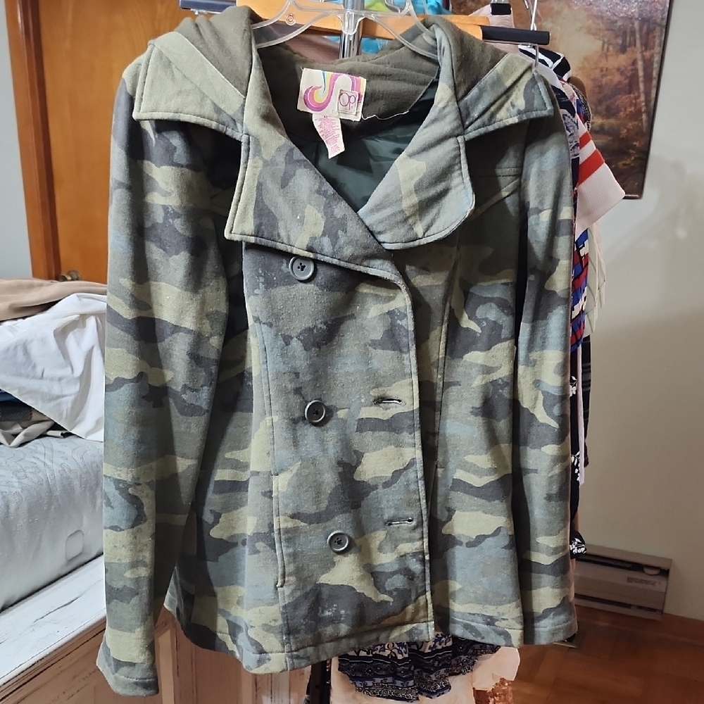OP Green Utility Jacket with Hood and Relaxed Fit